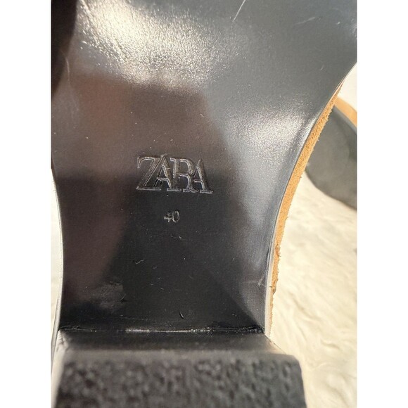 ZARA Women Square Toe Topstitched Split Suede Ankle Boots Brown US 9 EUR 40 - Picture 14 of 14